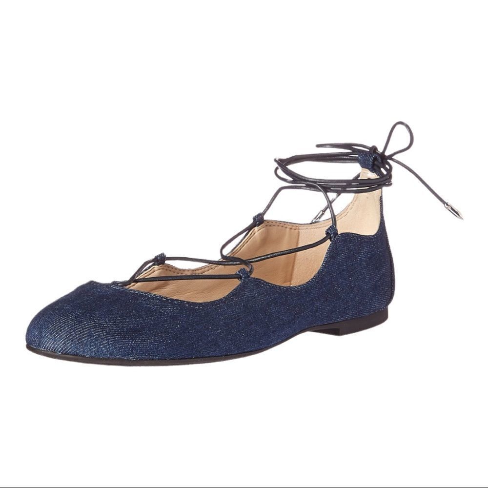 Sam Edelman Flynt Denim Wrap Around Flats Size 6